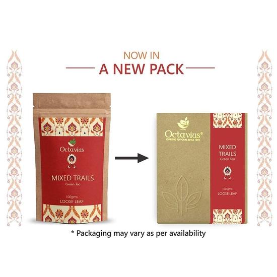 Octavius | Mixed Trail Green Tea - 100Gm (50 Cups) | 100% Natural | Loose Leaf | Boost Immunity | Relives Stress