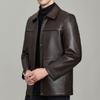 Middle-aged Leather Jacket Men's Dad's Clothing Thickened Sheepskin Jacket Large Size Casual Jacket Down Lining Removable