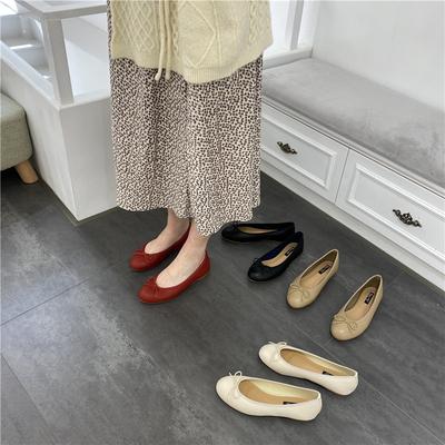 Балетки женские туфли весенние с бантом ночной ветер фея мягкая кожа мягкая подошва бабушкины весенние туфли