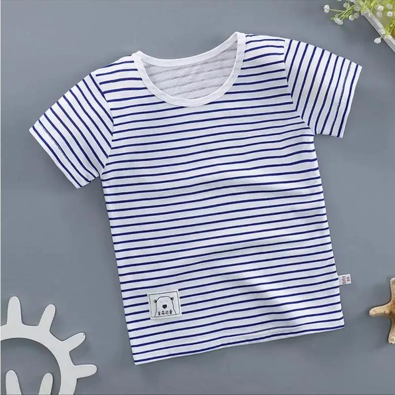 Children's Cotton Short-sleeved T-shirt Baby Boys and Girls Half-sleeved 0-6 Years Old Striped