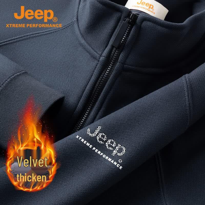 Jeep Мужской флисовый свитшот на молнии до середины, со стойкой