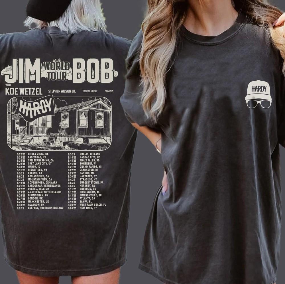 Футболка JIM World Tour BOB, Футболка с тура Hardy And Koe 2025, Подарок фанату, Унисекс футболка