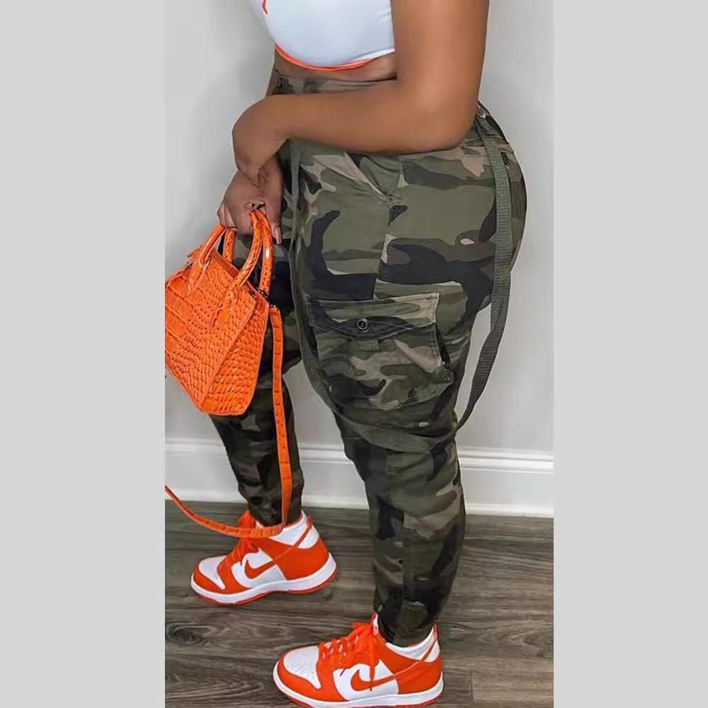 2023 Уличная мода Камуфляжные комбинезоны с кулиской и завязками на щиколотках