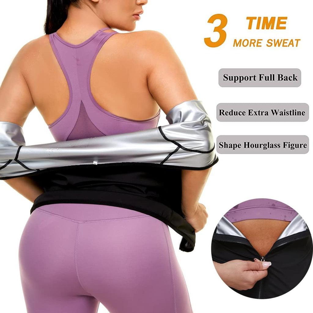 Костюм для сауны для женщин, формирователь тела, тренировочная куртка с горячей талией, рубашка для фитнеса с длинными рукавами и застежкой-молнией, тренировочная майка, корректирующая одежда, толстовка