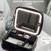 Популярная косметичка большой вместимости с зеркалом со светодиодной подсветкой - портативная подарочная косметическая коробка