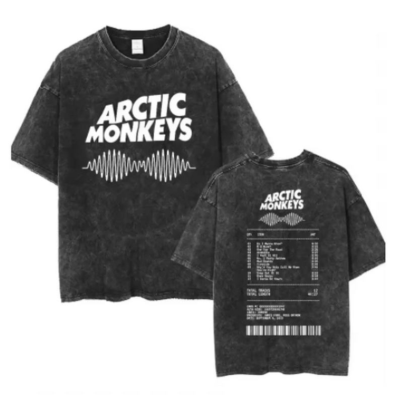 Y2k Hip Hop Streetwear Short Sleeve Tee Retro Arctic Monkeys Rock Album Graphic Vintage Oversized Shirt For Men