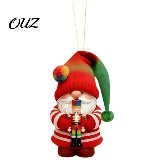 Modern Christmas Home Accents Colorful Santa Gnome Ornaments, 2D Flat Acrylic Hanging Mantel Garland Decor Pendant for Xmas Tree, Mantel, Wreath,