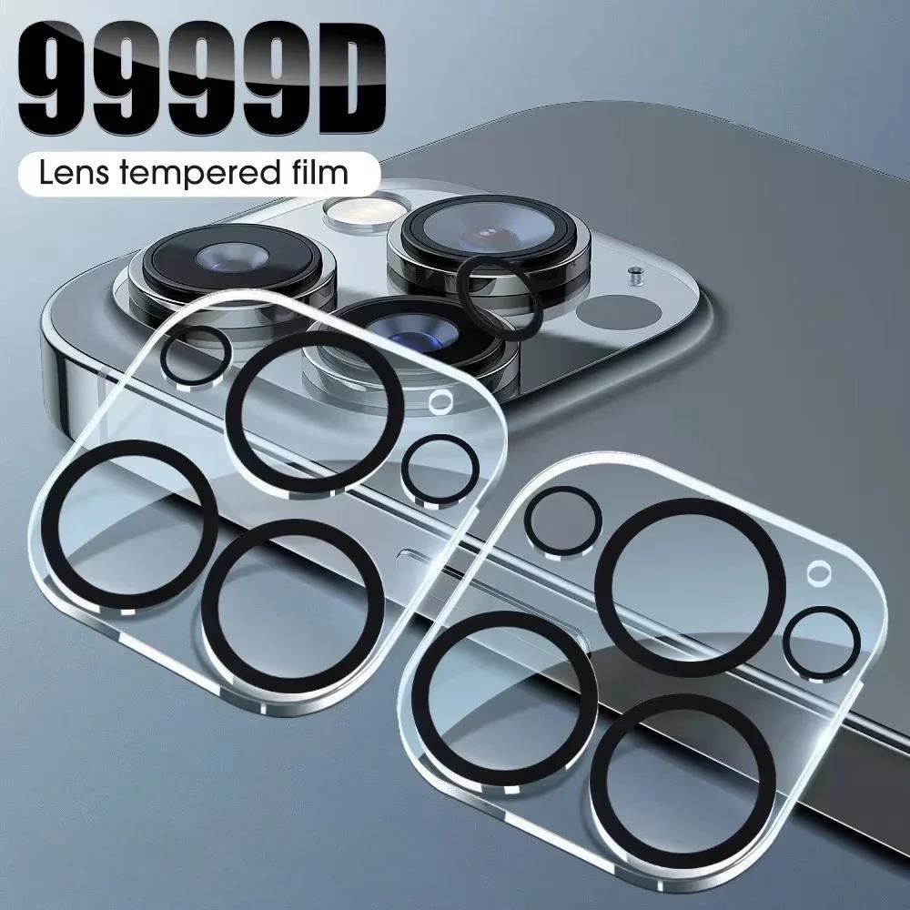 1-5Pcs Tempered Glass for iPhone 17 16 15 14 13 Pro Max Plus Mini Camera Lens Protector Black Circle Protective Lens Film Cover 4