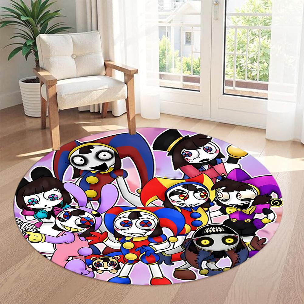 Unicorn Jester Party Round Carpet Suitable for Game Room Kitchen Foyer Balcony Anti-slip Round Rug Anime Office Decor