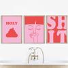 Bathroom Wall Decor Funny Pink Toilet Art Humorous Prints Wall Decor Pink Bad Smell Poster Modern Minimalist Canvas Painting