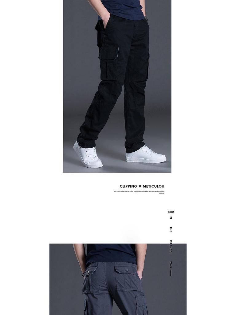 Men's Multi-Pocket Cargo Pants for Summer, Spring, and Autumn - Loose, Straight-Leg Casual Trousers