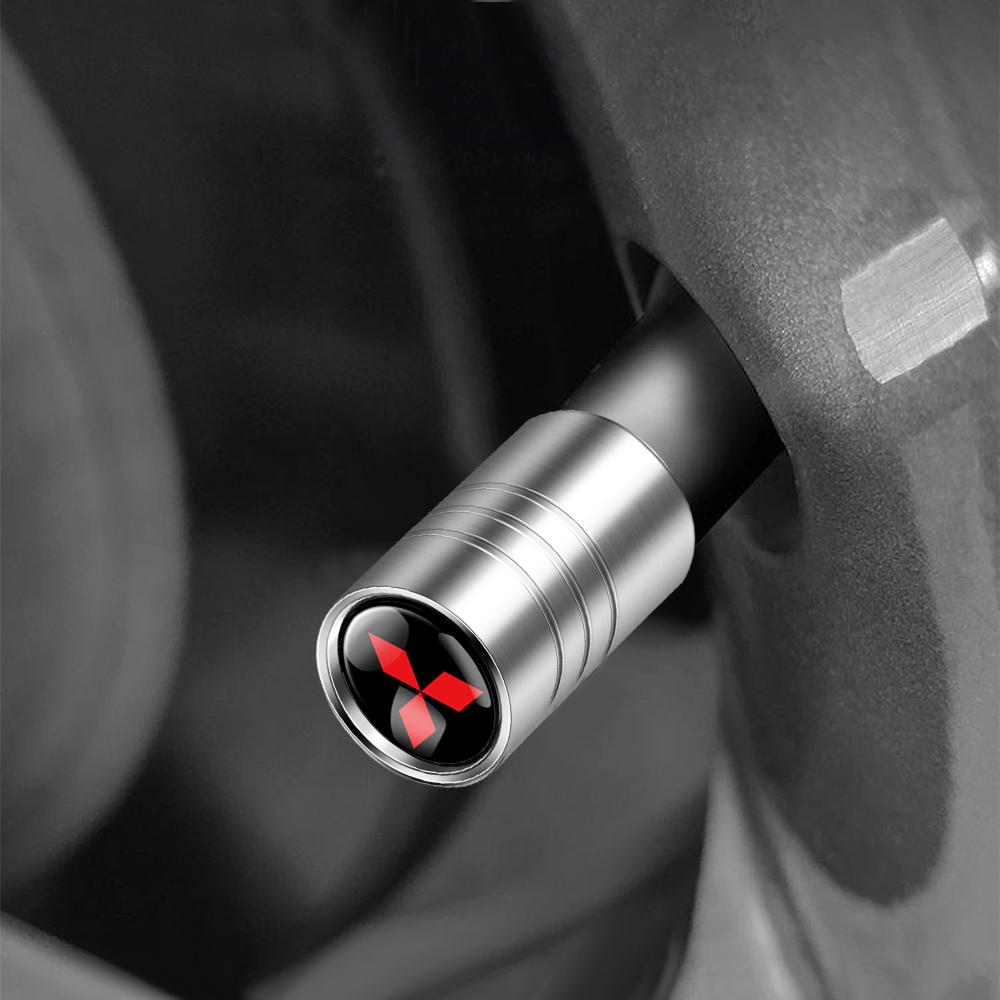 4Pcs Car Styling Metal Tire Valve Stem Caps Rim Accessories Cover For Mitsubishi Outlander Lancer ASX RALLIART Eclipse L200 EVO