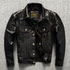 Мужская куртка из ПУ кожи, короткая джинсовая кожаная куртка с лацканами в рыцарском стиле