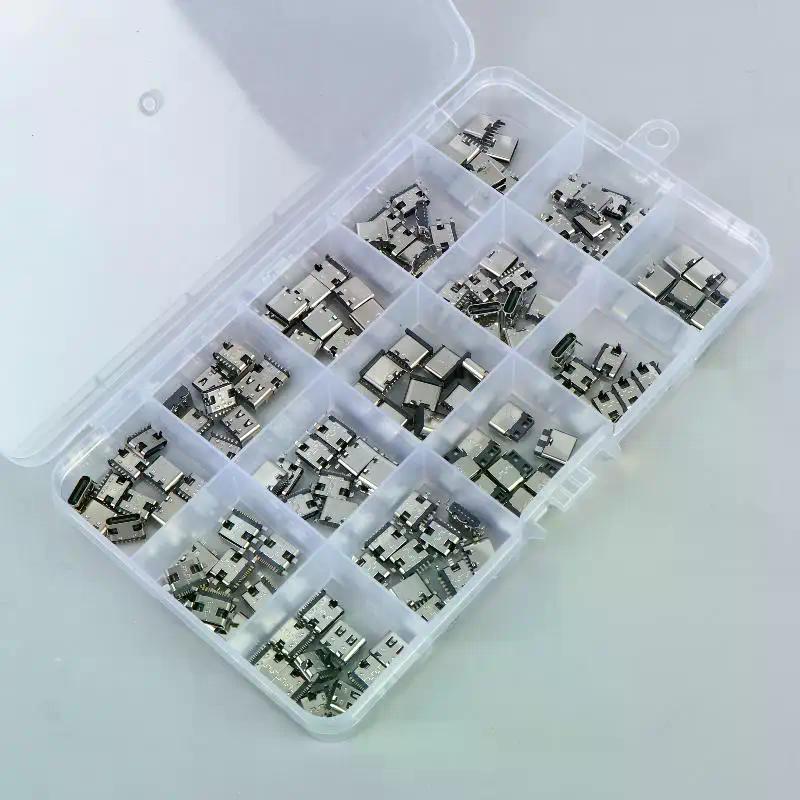 50/100/150Pcs 2/6/16Pin SMD SMT PCB USB-C Socket Type-C USB Connector Charging Port Repair Kit