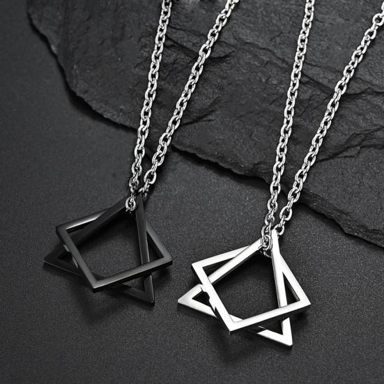 Men Necklace Contrast Color Triangle Shape Hip-hop Style Retro Men Pendant for Daily Wear