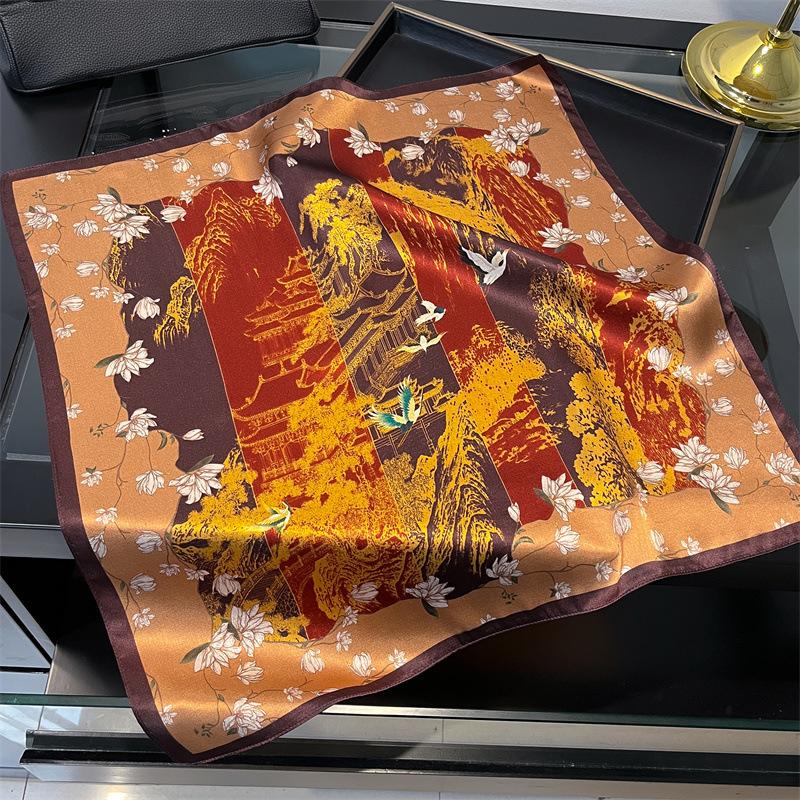 New 100% Natural Real Silk Scarf Women Bandana Square Scarves Wrap Kerchief Mulberry Fashion Luxury High Quality Hijab For Lady