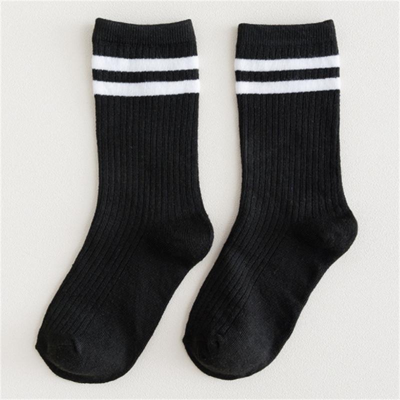 Socks Women's Autumn and Winter Japanese Style Pile Socks Solid Color Mid-tube College Style Parallel Bars Trend Retro Ladies Striped Socks