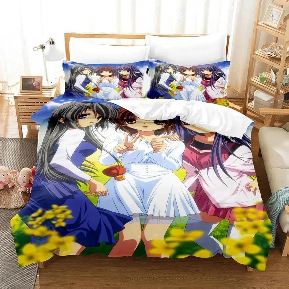 3D Печать Аниме CLANNAD Комплект Постельного Белья Пододеяльник Наволочка Одеяло Размер King Queen Для Мальчиков Взрослых Постельный Комплект