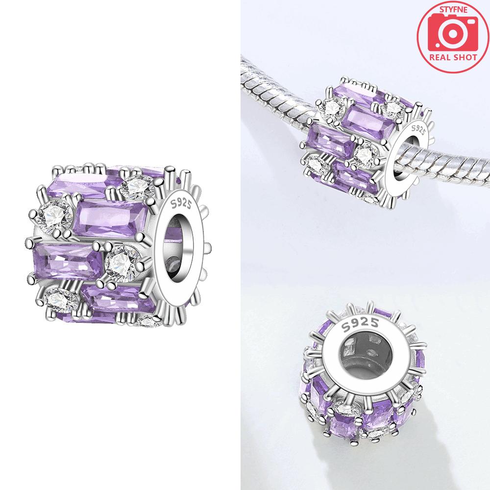 Charms 925 Silver Blue Zircon White Purple Cross Zircon Beads Fit Bracelet Women Jewelry Diy Making Fine Gift