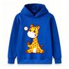 Cute Cartoon Giraffe Print Kids Hooded Sweatshirt, Unisex Boys Girls Pullover Hoodie, Soft Casual Long Sleeve Top For Toddlers Children Daily Wear