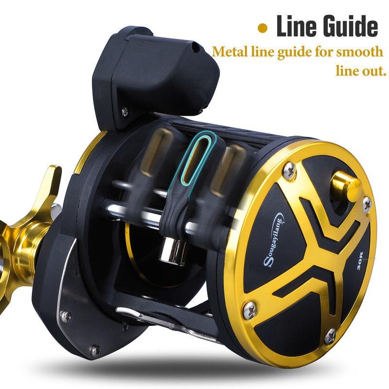 Правосторонняя троллинговая катушка с 6+1 шарикоподшипниками и передаточным числом 4,1:1 для морской рыбалки