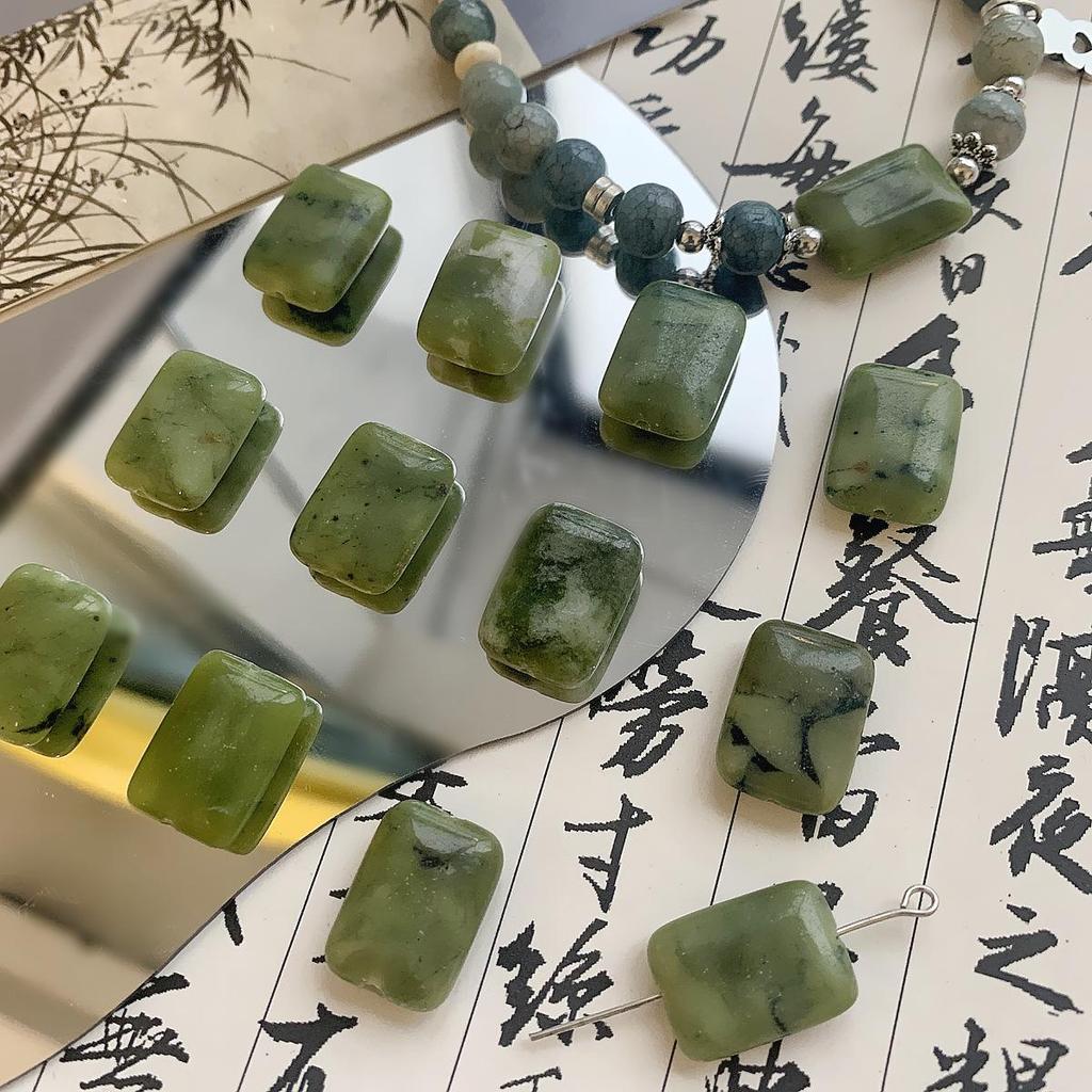 Chinese-Style Natural Stone Beaded DIY Jewelry Set: Bracelet, Necklace, & Earring Materials