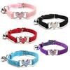 Ошейник для кошек с подвеской в виде сердца и колокольчиком, эластичный, регулируемый, с мягким бархатным материалом, 8 цветов, товар для домашних животных, ошейник для маленьких собак, новый