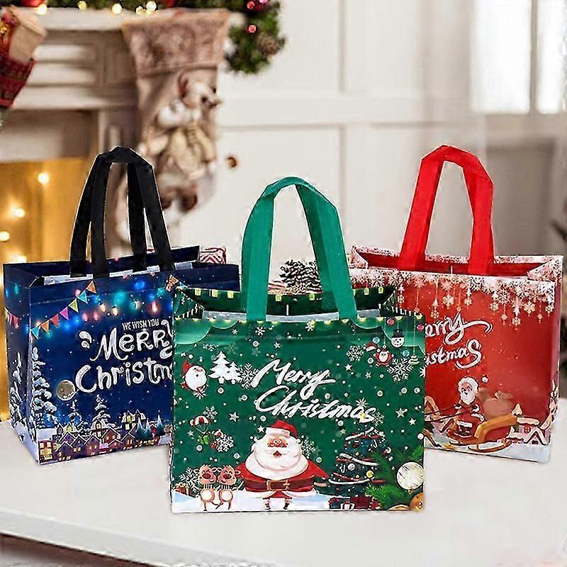 Christmas gift bag with a Santa Claus, snowman, and candy design. Ideal for Christmas parties and home decor. New Year 2025.