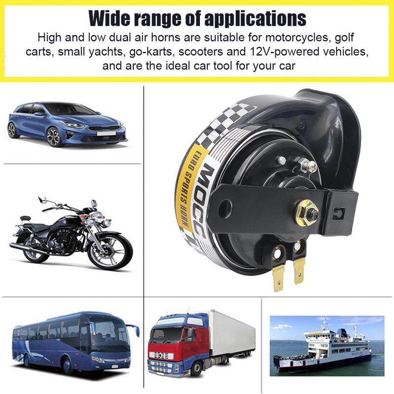 12V Snail Air Horn Loud Universal Motorcycel Horn 130dB 510hz Air Motorcycle Horn for Motorcycle Car for Motorbike Truck Vehicle