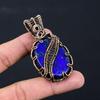 Драгоценный камень лазурит из чистой медной проволоки, завернутый в кулон ручной работы, ювелирный подарок для нее