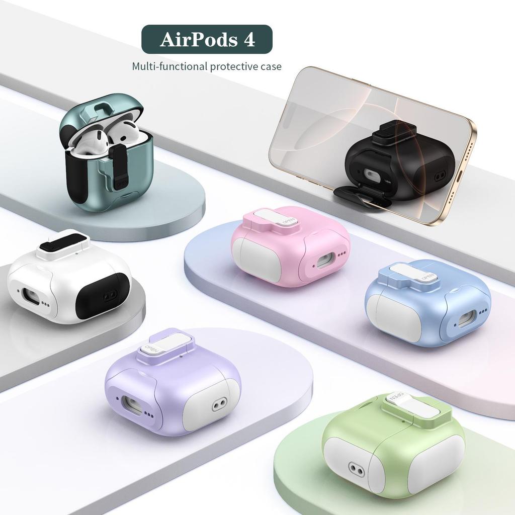 Защитный чехол для AirPods Pro 3 и 4 со выдвижной подставкой