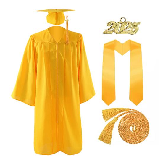 1 комплект академической униформы включает в себя шапку, шаль, почетный канат, мантию с V-образным вырезом и рукавами «летучая мышь», комплект из выпускной шапочки и мантии 2025 года для памятных выпускных мероприятий