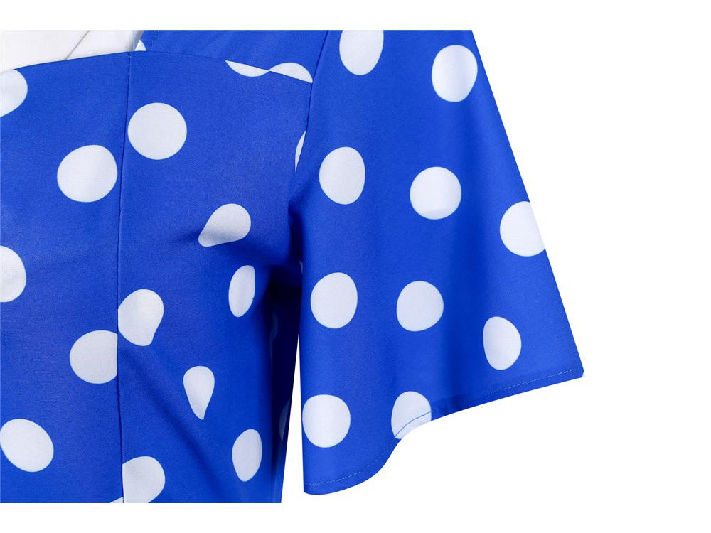 2021 Retro Polka Dot Print Swing Dress with Belt - Casual & Slim Fit