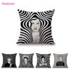 Modern Art SurrealIsm Black White Strips Girl Fashion Art Home Decoration Sofa Throw Pillow Case Cotton Linen Cushion Cover