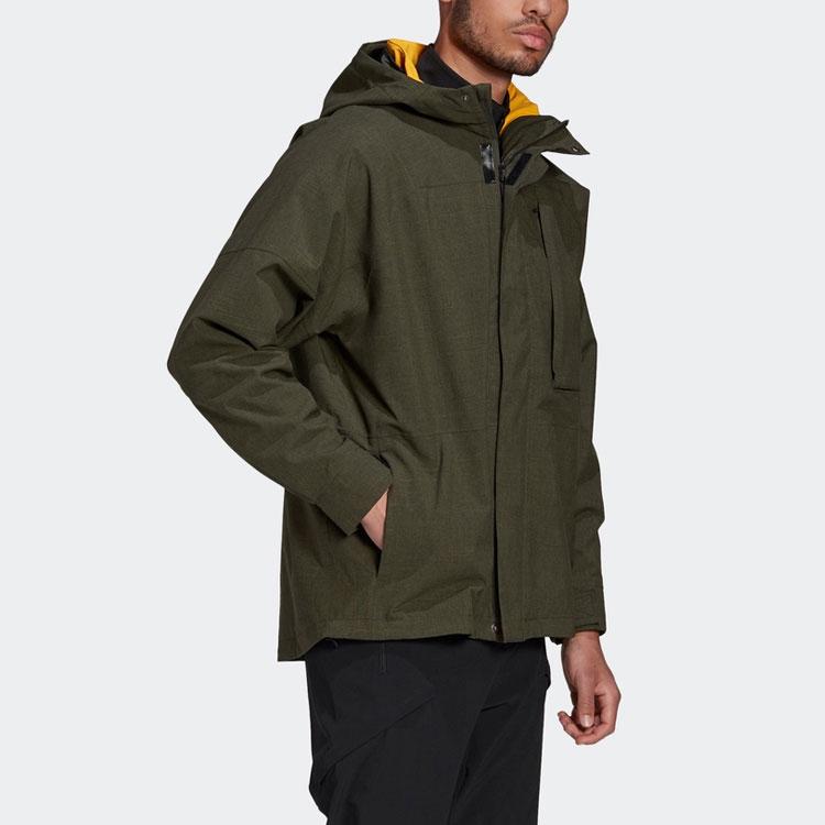 adidas Terrex Outdoor Теплая куртка с капюшоном 3-в-1 Мужская верхняя одежда Зеленый GE9895