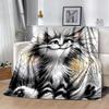 Whimsical Cat Artwork Flannel Blanket,Lightweight,Office Blanket,Sofa Blanket,Comfortable Blanket
