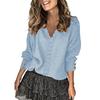 Knitted Top Patchwork Elegant Sweater Casual Lace Patchwork Buttons Sweater for Gathering