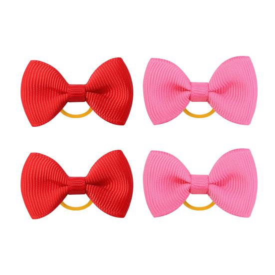Puppy Dog Hair Bows with Rubber Bands Handmade Small Bowknot Dog Hair Accessories Pet Grooming Supplies