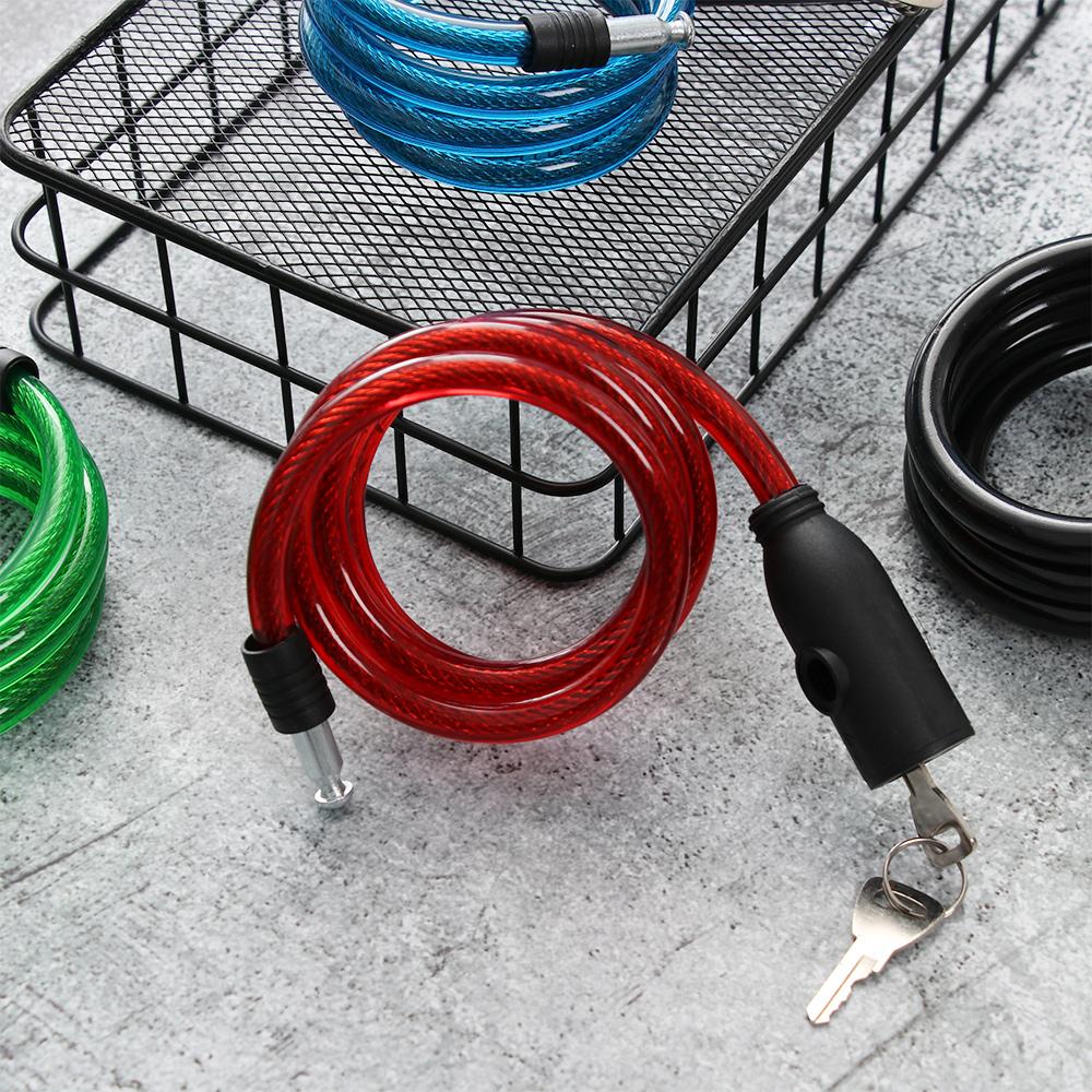 Chain Cable Anti-Theft Steel Spiral Cable Bike Accessories Scooter Safety Bicycle Lock With 2 Keys