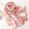 Четыре сезона элегантный светский китайский стиль простой и элегантный розовый цветочный хлопковый и льняной шарф балийский газовый тонкий шелковый шарф шаль для женщин