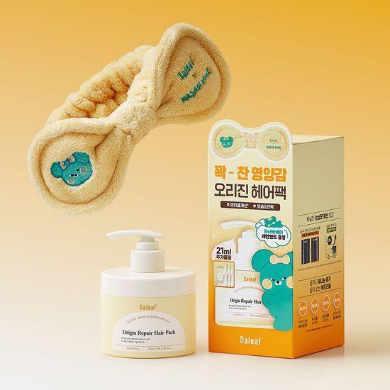 Daleaf Origin Hair Pack Treatment 250ml (+21ml+Wasabi Bear Face Wash Band) Special Set