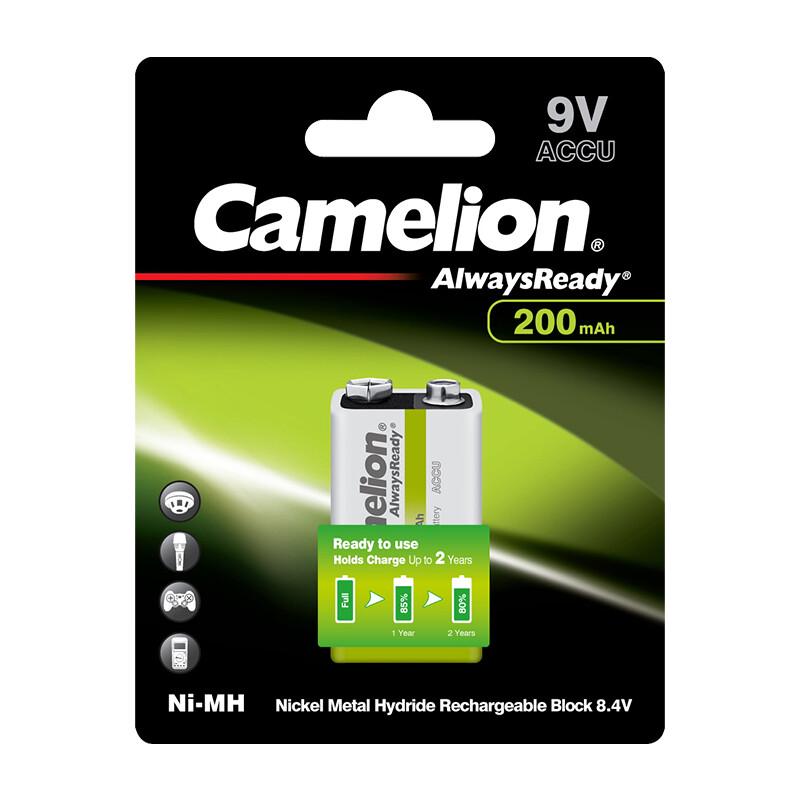 Camelion 9V 200mAh Low Self-Discharge NiMH Rechargeable Battery CN plug (adapter included)