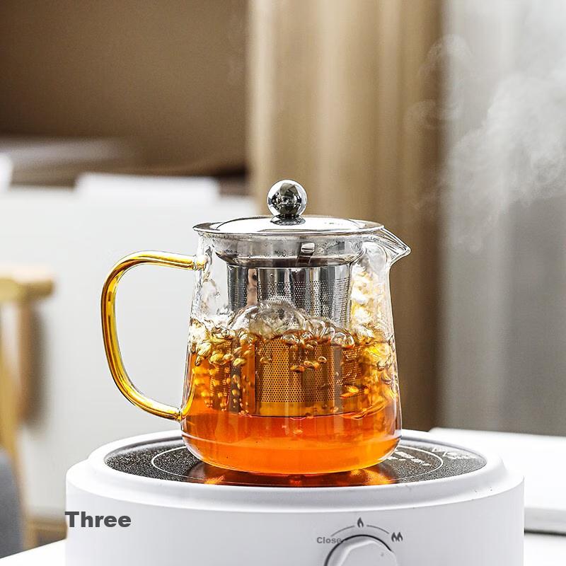 Sushitaoci High Borosilicate Thick Glass Teapot with Stainless Steel Strainer, Heat-Resistant Filtered Tea Pot, 550ml