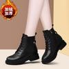 Fashion Boots Women's Boots Soft Leather Boots Spring and Autumn New Winter Velvet Women's Leather Shoes Round Head Muffin