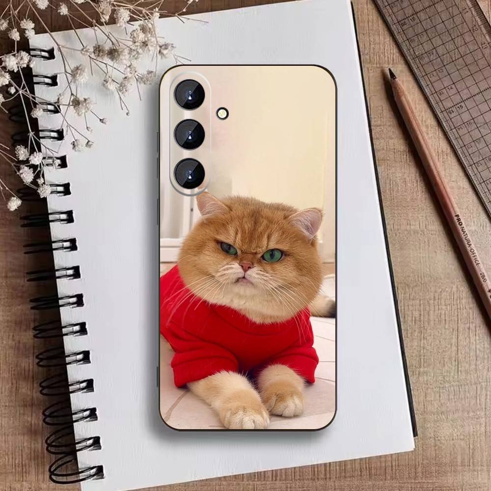 Забавный Милый Кот Чехол Для Телефона Для Samsung Galaxy A73,A21s,A22,A31,A52,A53,A71,A41 Мягкий Черный Корпус