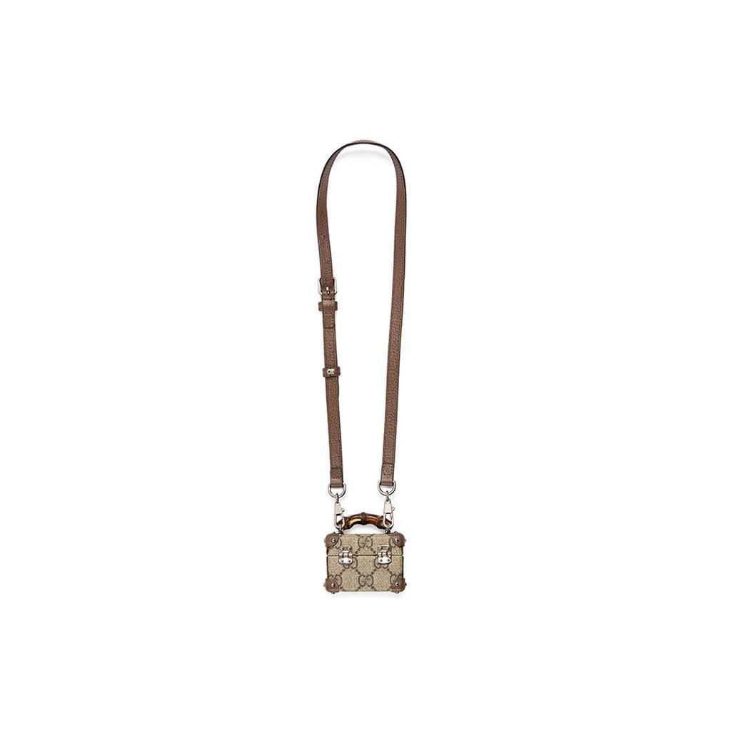 GUCCI Canvas Shoulder Bag, Crossbody Bag, Necklace Pouch, Earphone Case Unisex Beige/Ebony 645205-K9GSN-8358