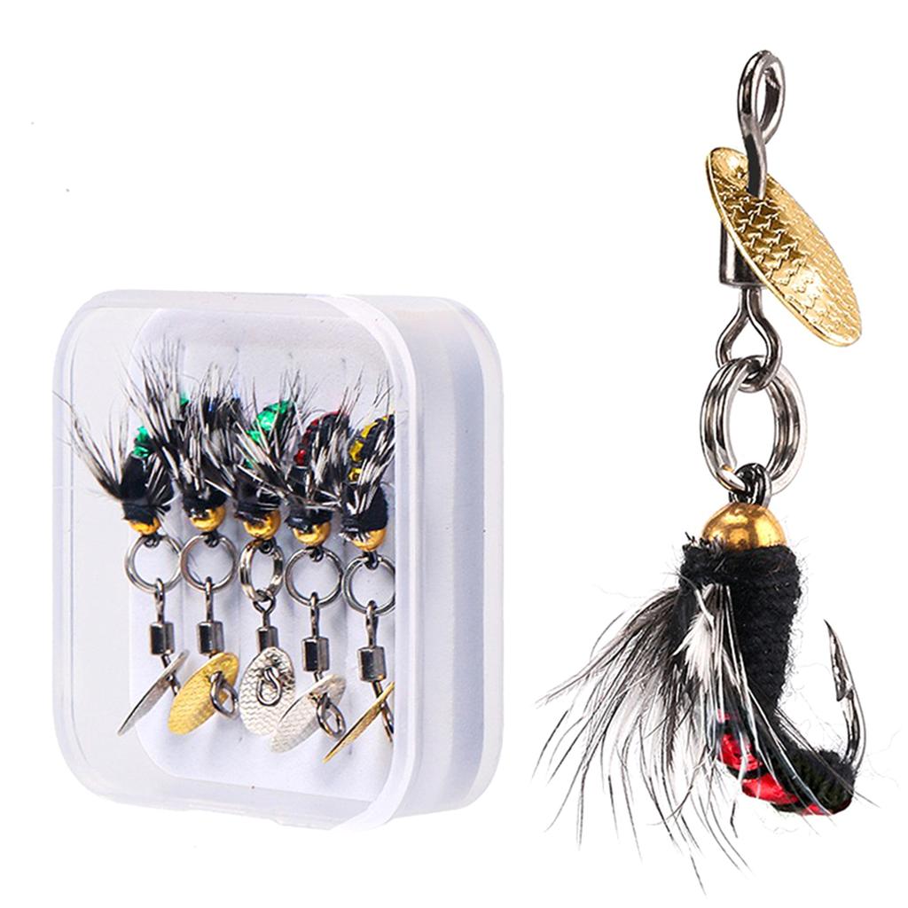 5pcs Insect Flies Fly Fishing Lures Decoy Baits Sequins Fishing Hooks Artificial Insect Baits Lures Fishing Tackle