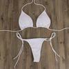 1Set Swimsuit Solid Color Swimwear Split Three-point Set Sexy Bikini European Style Tie