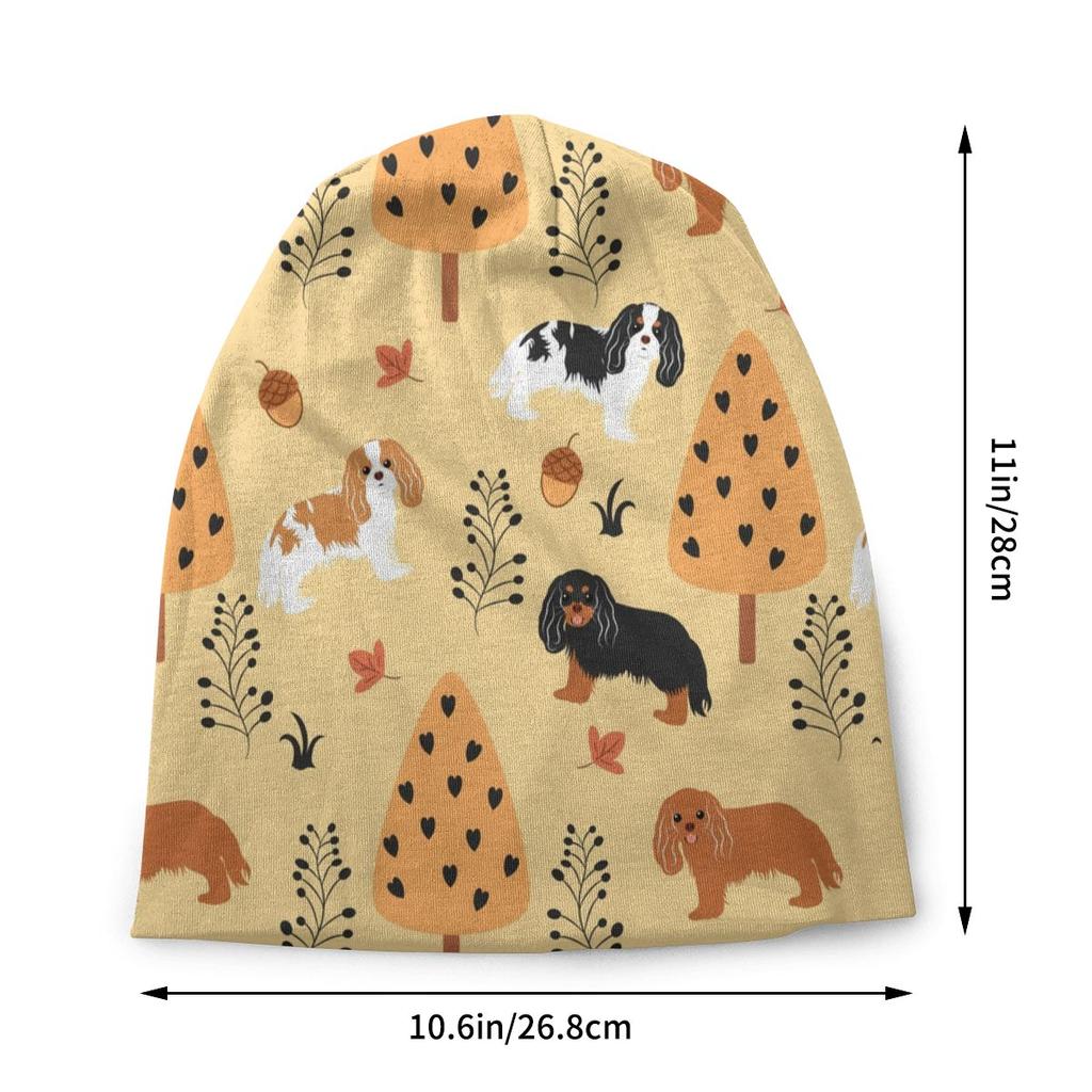 Кавалер-кинг-чарльз-спаниель, осенние шапочки Skullies, унисекс, женская зимняя шапка с напуском, шапка-бини с мультяшной собакой, вязаная шапка, лыжная кепка