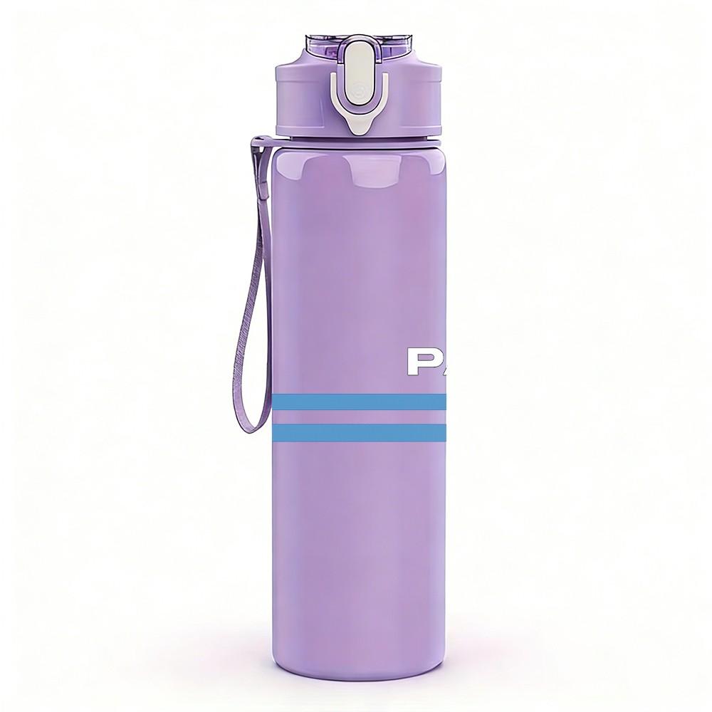 1PC Simple Horizontal Line Stripe 750ml Color Plastic Sports Water Bottle Leakproof Flip Straw Lid Suitable for Sports Office Home Use